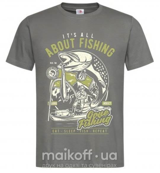 Чоловіча футболка All About Fishing Графіт фото