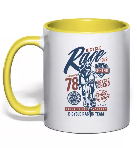 Чашка с цветной ручкой Bicycle Race Солнечно желтый фото