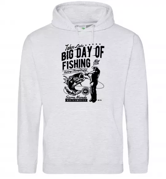 Чоловіча толстовка (худі) Big Day of Fishing Сірий меланж фото