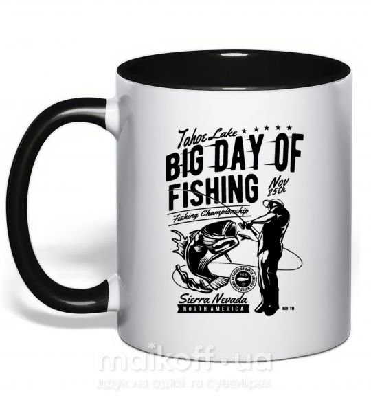 Чашка з кольоровою ручкою Big Day of Fishing Чорний фото