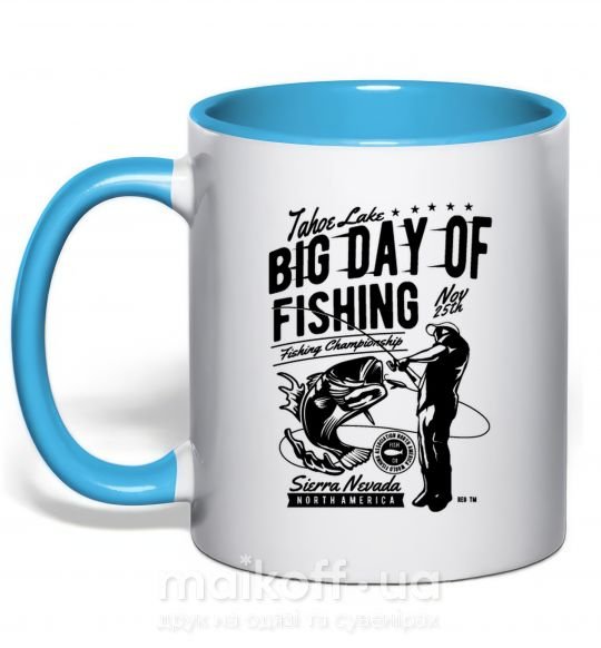 Чашка з кольоровою ручкою Big Day of Fishing Блакитний фото