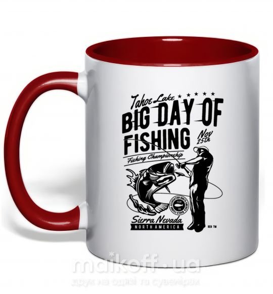 Чашка з кольоровою ручкою Big Day of Fishing Червоний фото