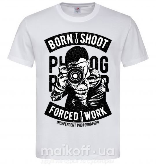 Мужская футболка Born To Shoot Белый фото