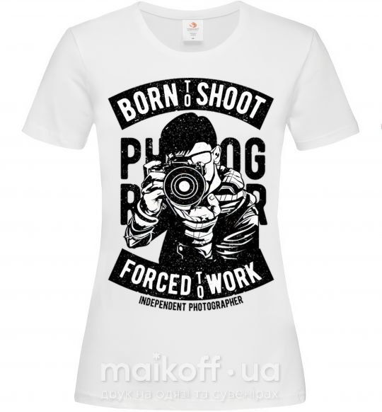 Женская футболка Born To Shoot Белый фото