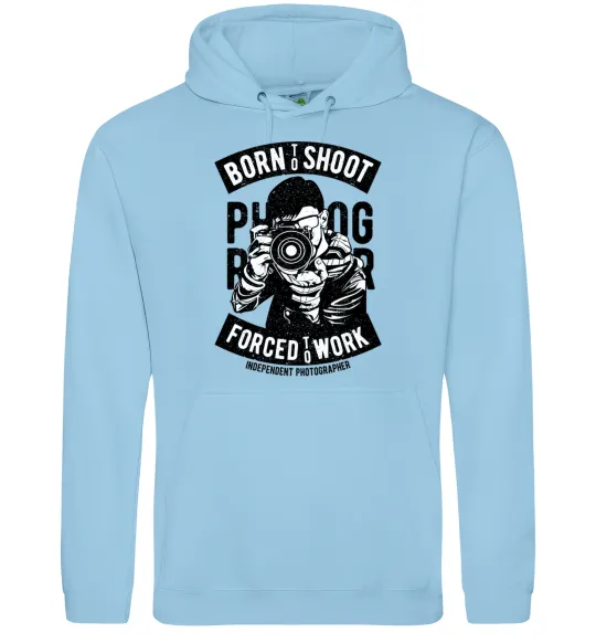Мужская толстовка (худи) Born To Shoot Голубой фото