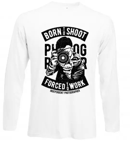 Лонгслив Born To Shoot Белый фото