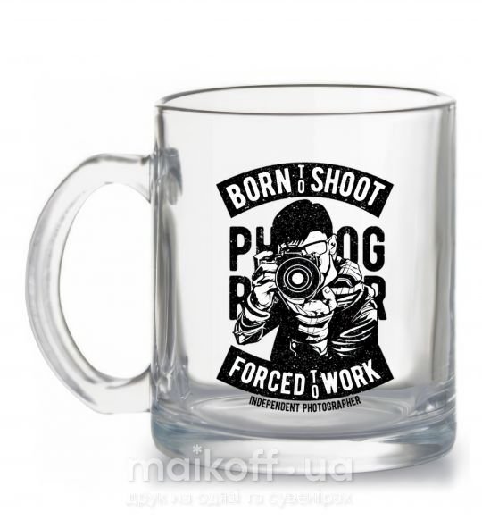 Чашка стеклянная Born To Shoot Прозрачный фото