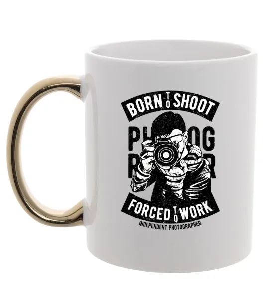Чашка з кольоровою ручкою Born To Shoot Золото фото