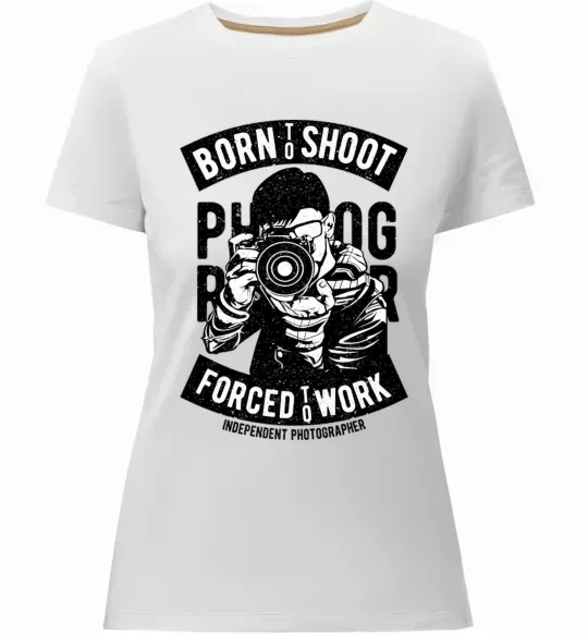 Женская премиум футболка Born To Shoot Белый фото