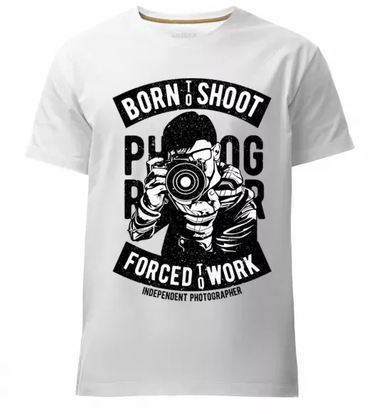 Мужская премиум футболка Born To Shoot Белый фото