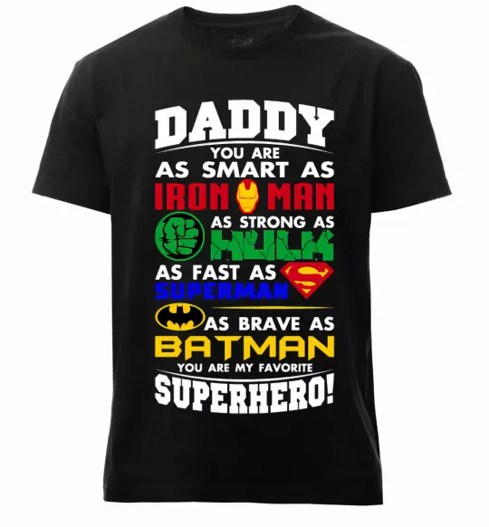 Мужская премиум футболка Daddy superhero Черный фото