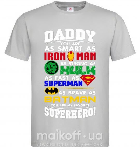 Мужская футболка Daddy superhero Серый фото
