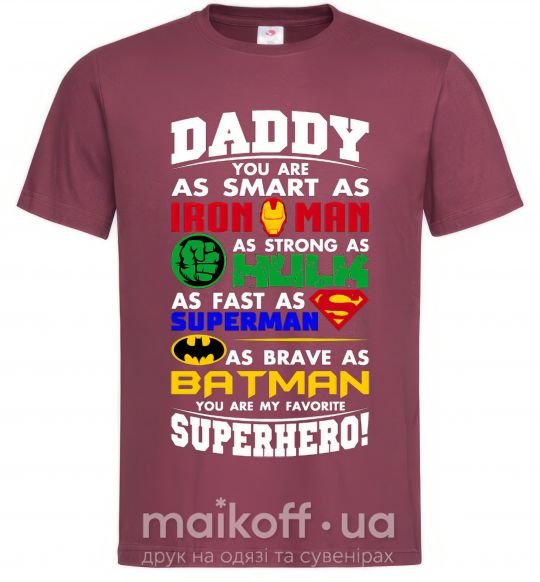 Мужская футболка Daddy superhero Бордовый фото