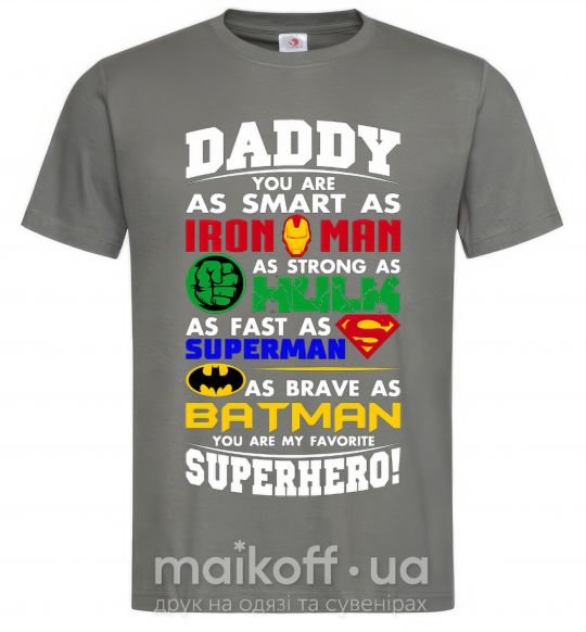 Чоловіча футболка Daddy superhero Графіт фото