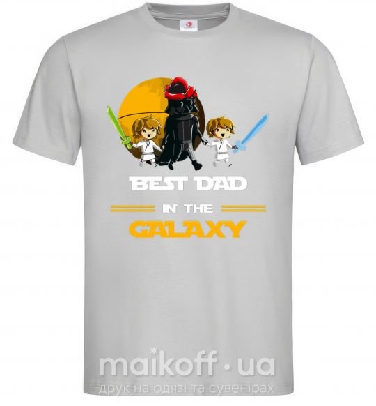 Мужская футболка Best dad in galaxy Серый фото