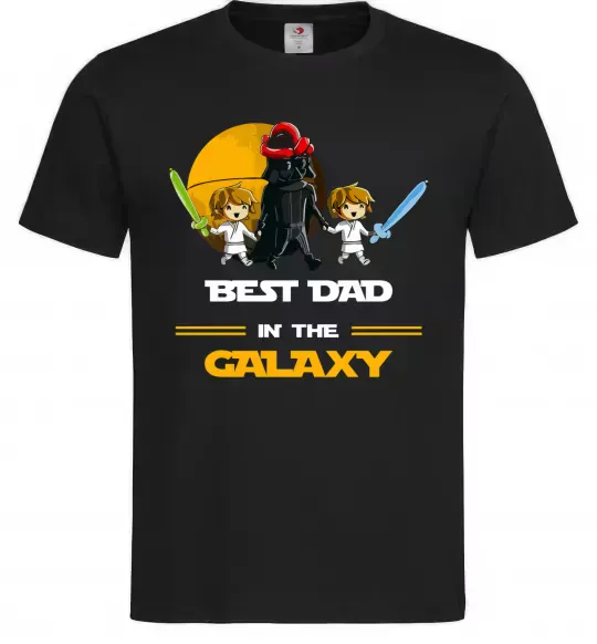 Мужская футболка Best dad in galaxy Черный фото