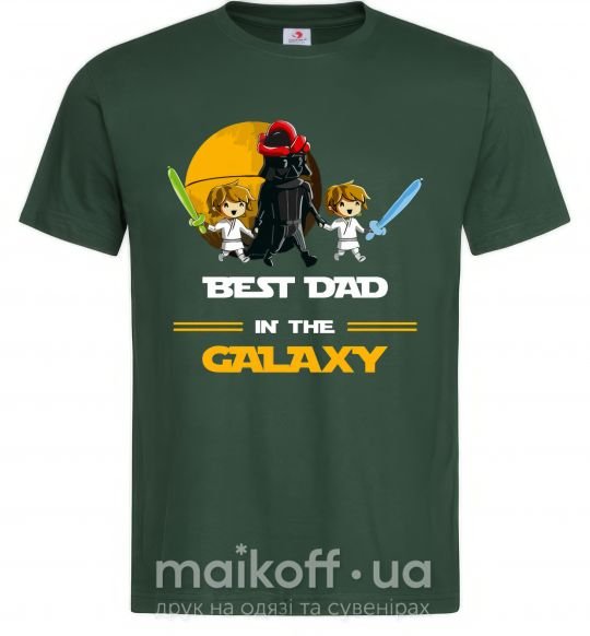 Мужская футболка Best dad in galaxy Темно-зеленый фото