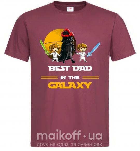 Чоловіча футболка Best dad in galaxy Бордовий фото