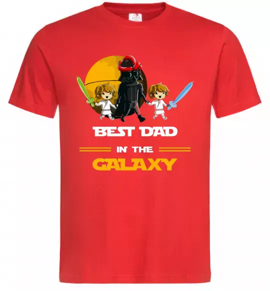 Мужская футболка Best dad in galaxy Красный фото