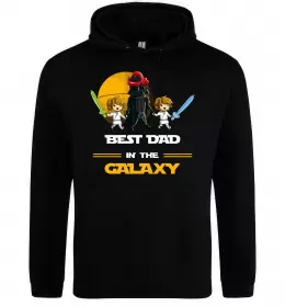 Мужская толстовка (худи) Best dad in galaxy Черный фото