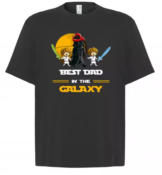 Футболка Оверсайз Best dad in galaxy Черный фото
