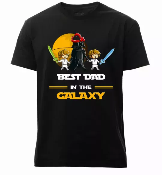 Чоловіча преміум футболка Best dad in galaxy Чорний фото