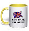 Чашка з кольоровою ручкою God save the queen Сонячно жовтий фото
