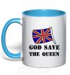 Чашка з кольоровою ручкою God save the queen Блакитний фото