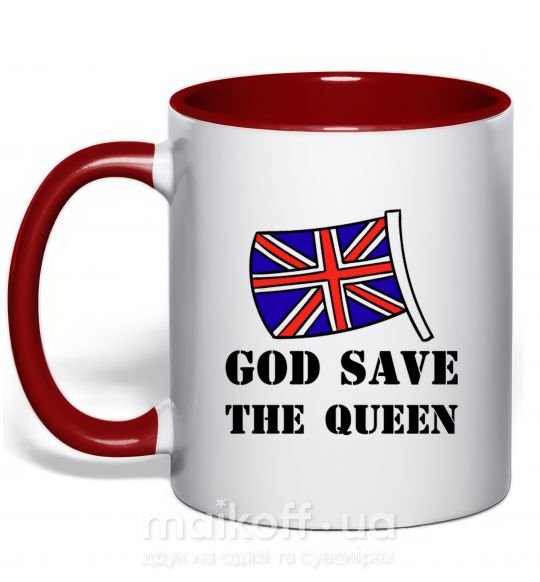 Чашка з кольоровою ручкою God save the queen Червоний фото