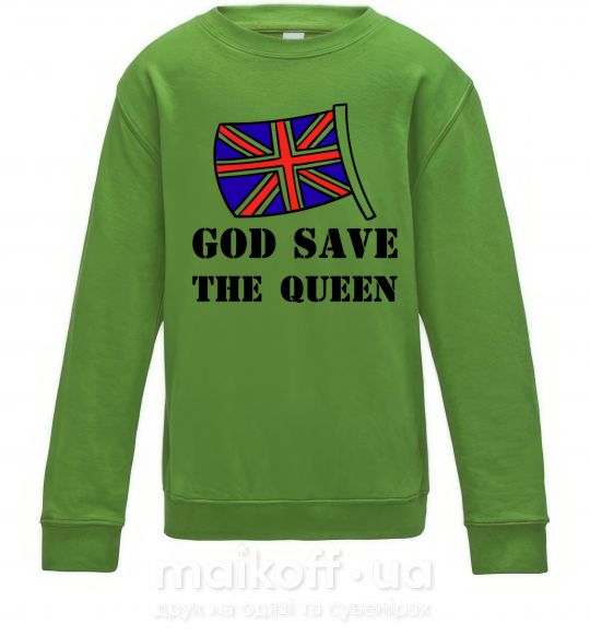Дитячий світшот God save the queen Лаймовий фото