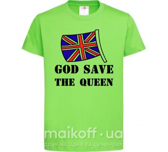 Детская футболка God save the queen Лаймовый фото