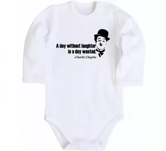 Детский боди A day without laughter ia day wasted Белый фото