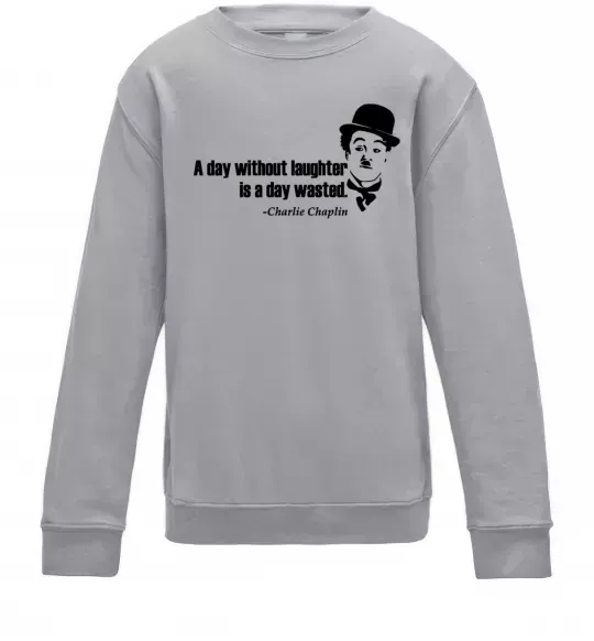 Дитячий світшот A day without laughter ia day wasted Сірий меланж фото