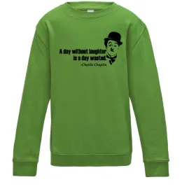 Детский Свитшот A day without laughter ia day wasted Лаймовый фото