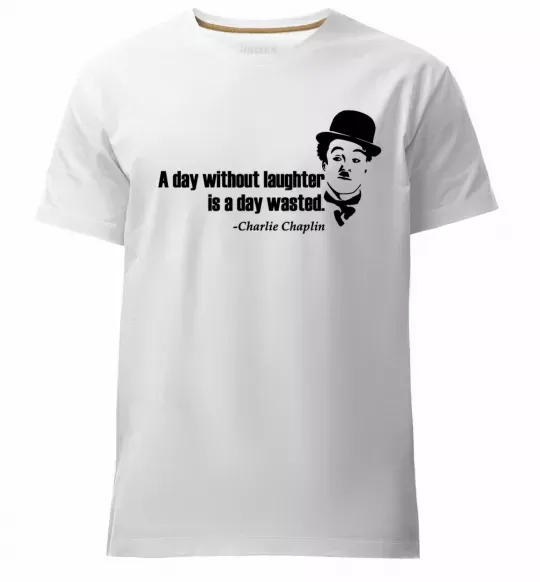 Мужская премиум футболка A day without laughter ia day wasted Белый фото