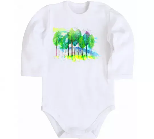 Дитячий бодік Пейзаж Білий фото