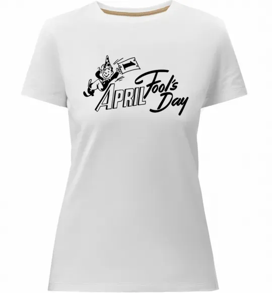 Женская премиум футболка Первое апреля Белый фото
