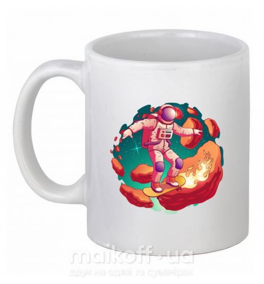 Чашка керамическая Космонавт скейтер Белый фото