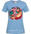 Женская футболка Космонавт скейтер Голубой фото