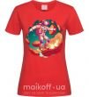 Женская футболка Космонавт скейтер Красный фото