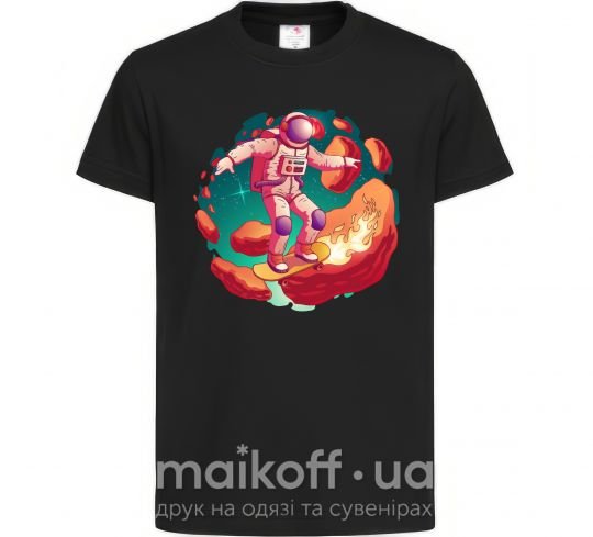 Детская футболка Космонавт скейтер Черный фото