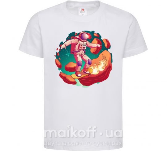 Детская футболка Космонавт скейтер Белый фото