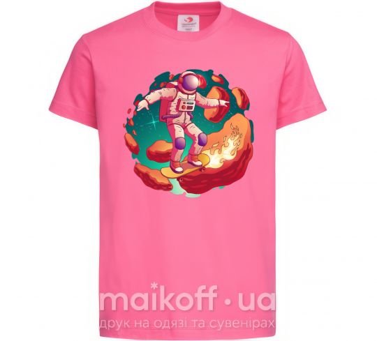 Детская футболка Космонавт скейтер Ярко-розовый фото