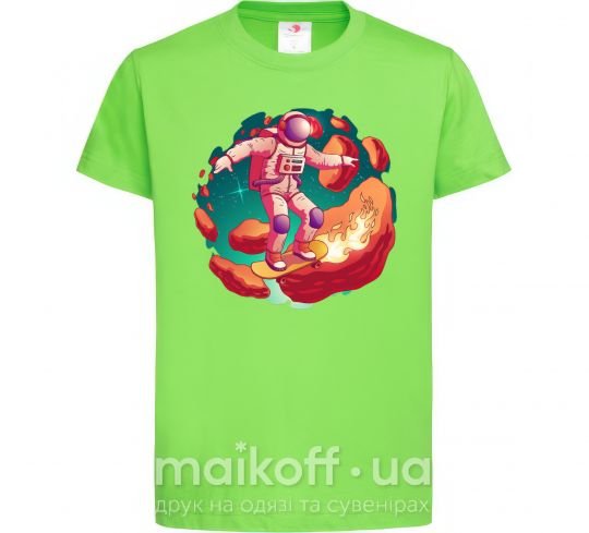 Детская футболка Космонавт скейтер Лаймовый фото