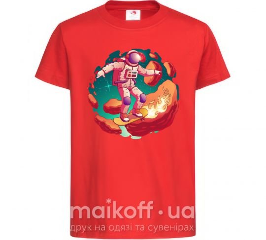 Детская футболка Космонавт скейтер Красный фото