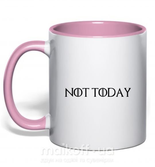Чашка з кольоровою ручкою Not today game of thrones Ніжно рожевий фото
