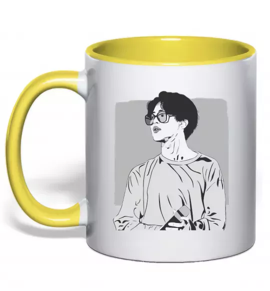 Чашка з кольоровою ручкою Чимин Сонячно жовтий фото