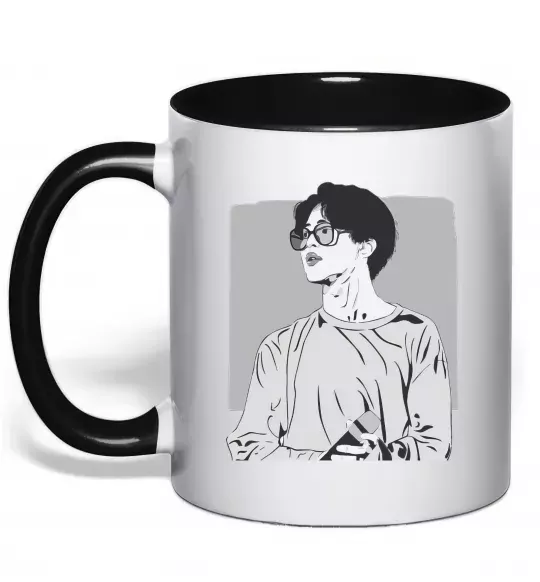 Чашка з кольоровою ручкою Чимин Чорний фото