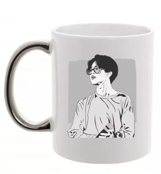 Чашка з кольоровою ручкою Чимин Срібло фото