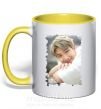 Чашка з кольоровою ручкою RM bts Сонячно жовтий фото